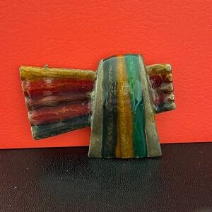 🌻3 for $21.  Multicolor Abstract Glass Brooch